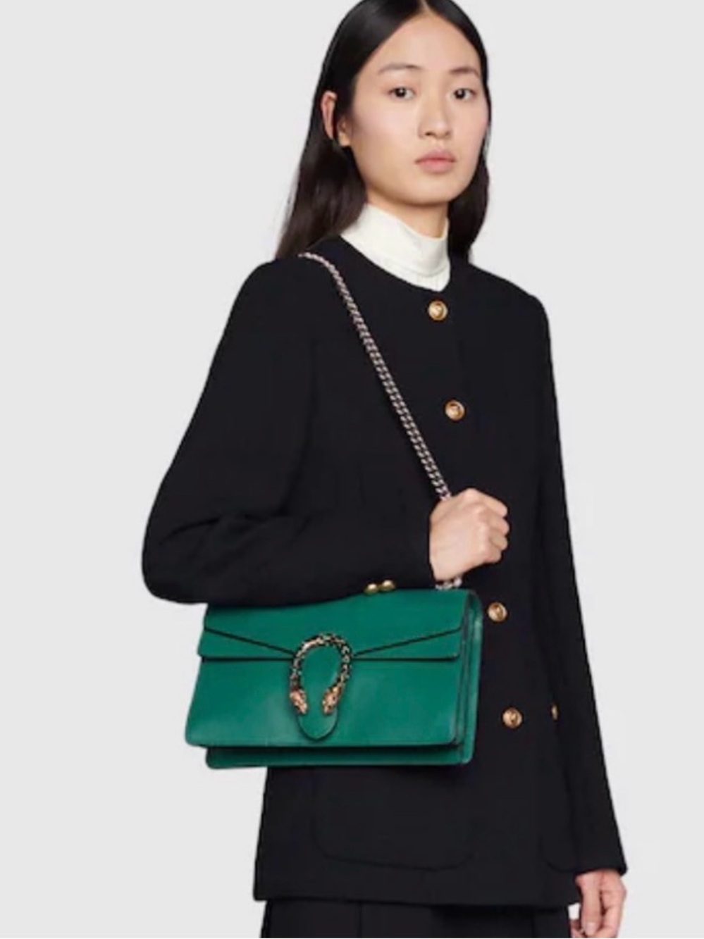 Authentic Gucci Dionysus Emerald Green Leather Shoulder Bag Serpent Detail - Picture 2 of 16